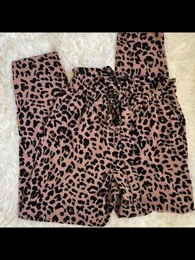 Dynamite Leopard Print High Waisted Paperbag Pant